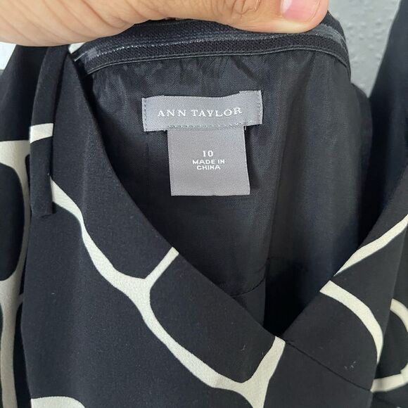 ANN TAYLOR Black White Y2K Style 100% Silk Halter A-Line Dress Size 10 - Picture 5 of 9